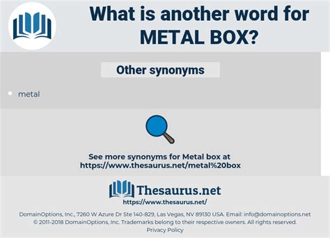 another word for metal box|METAL BOX in Thesaurus: 93 Synonyms & Antonyms for METAL .